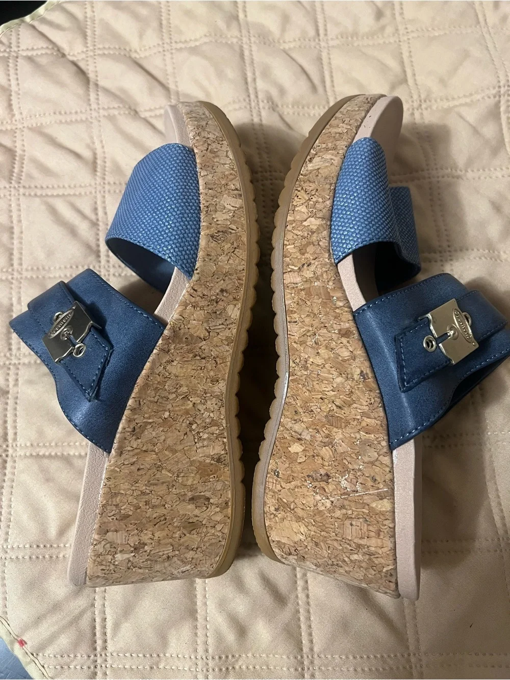 Dr. Scholl's Blue Cali Vibe Double-Strap Slide Wedges